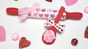 'Video thumbnail for ❤️️ DIY MINI ROLLING PIN AND FAKE WHIPPED CREAM SPOON ❤️️ Valentine Tiered Tray Decorations'