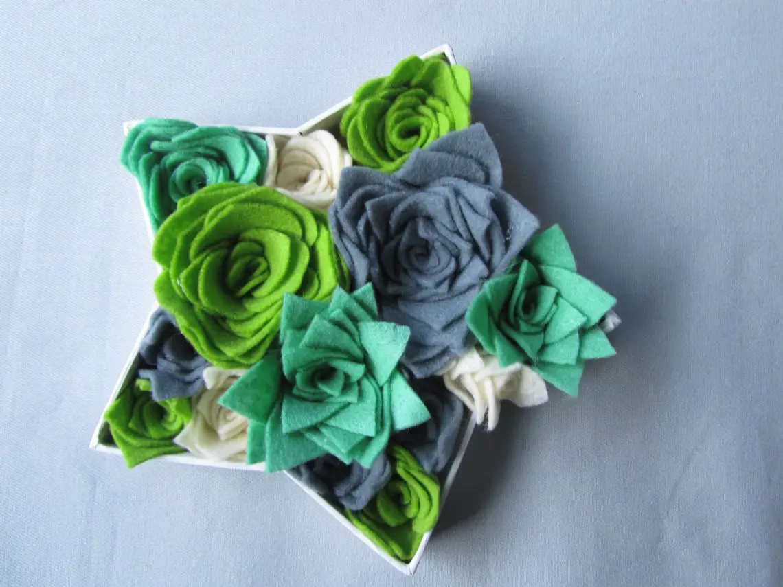 Felt succulents in a star