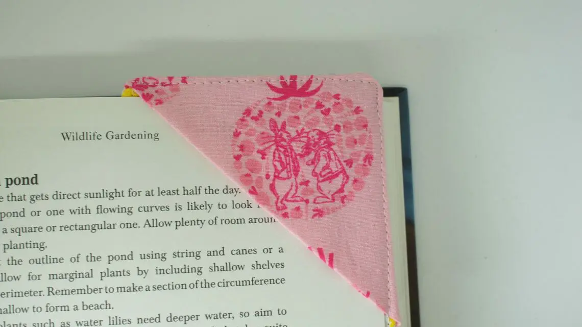 pink fabric corner bookmark