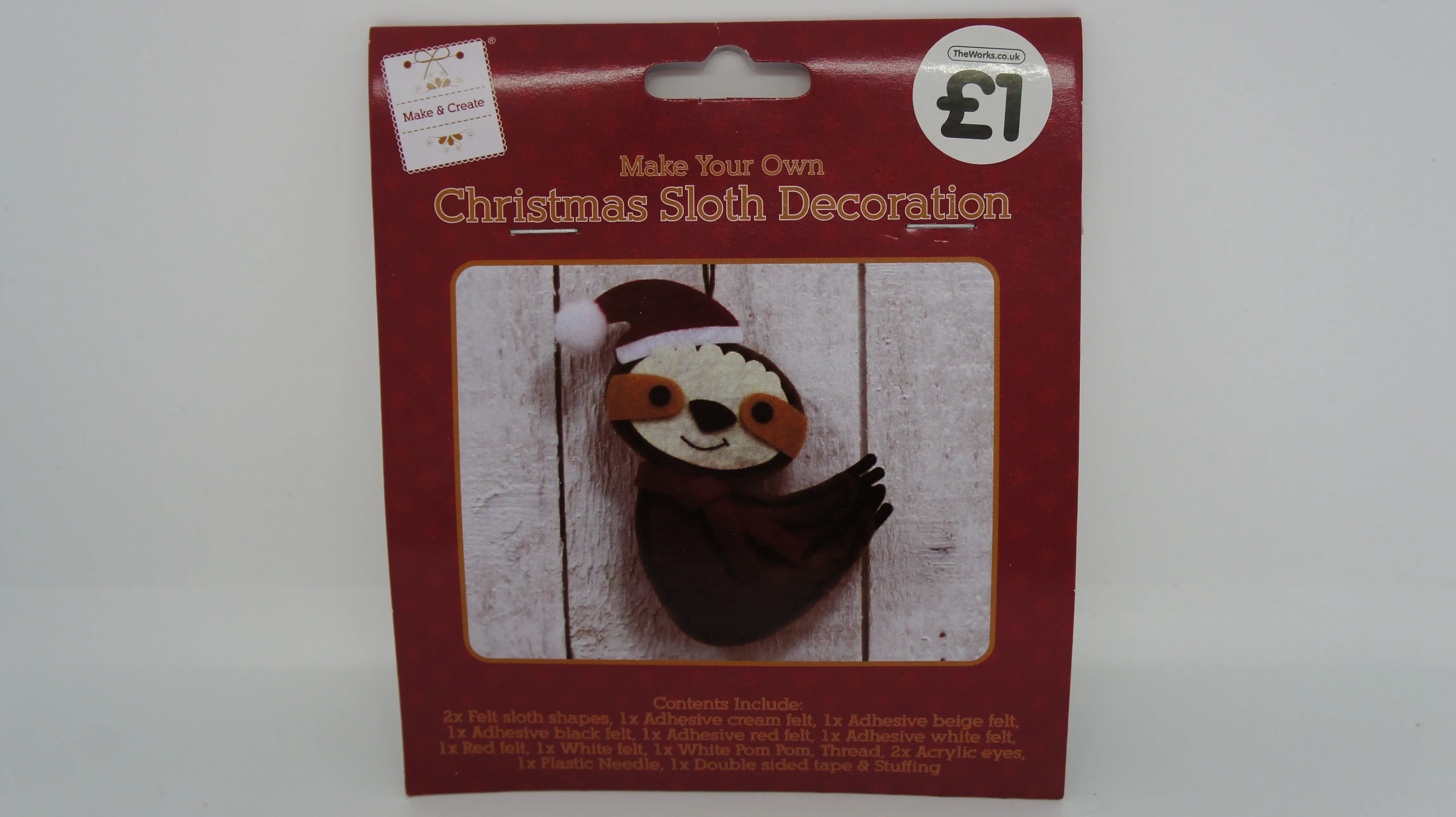 Christmas Sloth Decoration packet