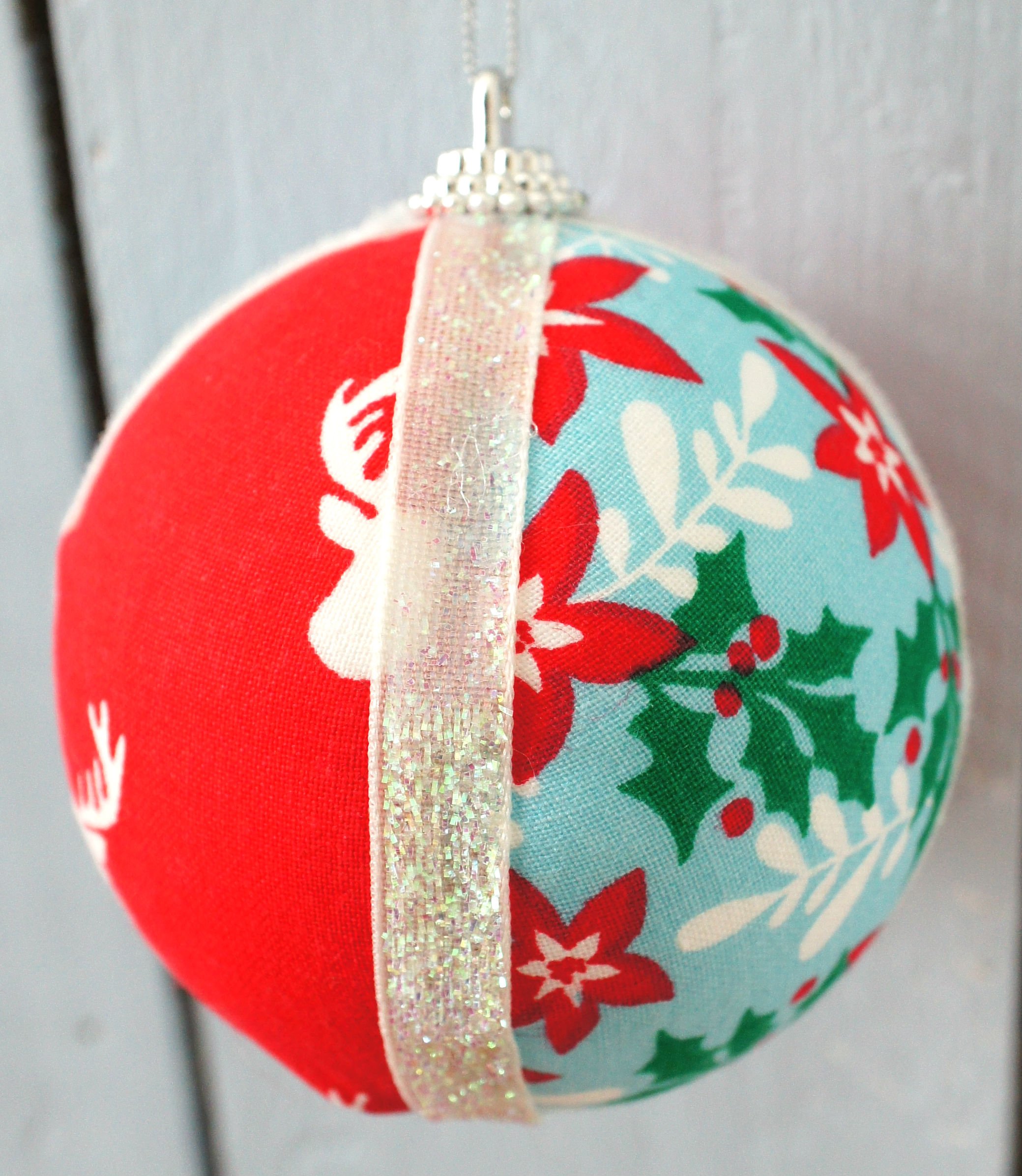 Xmas Fabric Sphere Ornament completed