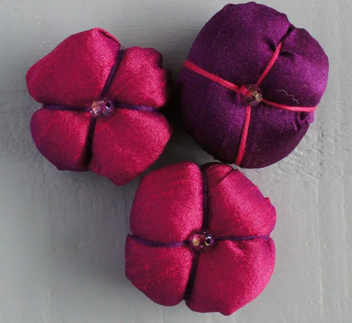 Three silk ball flowers