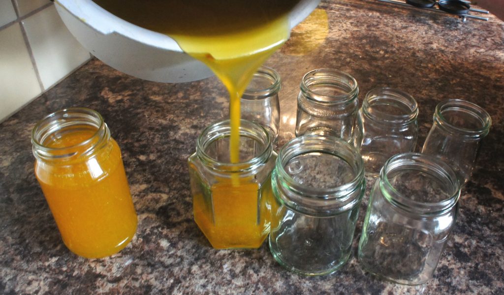 Pouring jam / jelly into jars