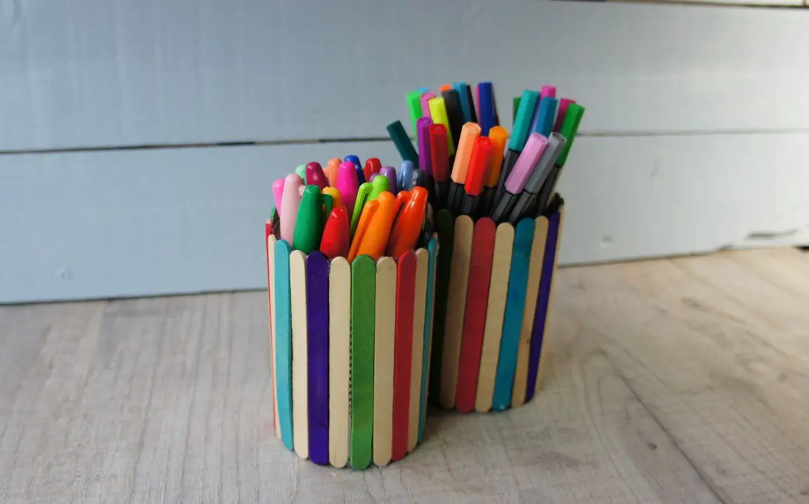 Popsicle Stick Tin Can Upcycling Project