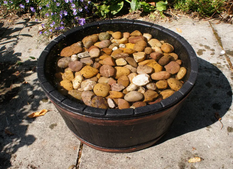 water added to DIY water feature