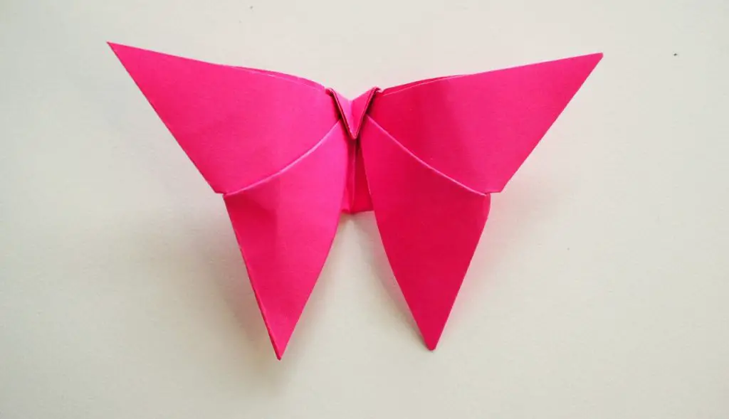 ompleted pink origami butterfly