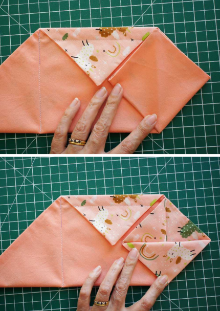 Origami pocket folds for pouch