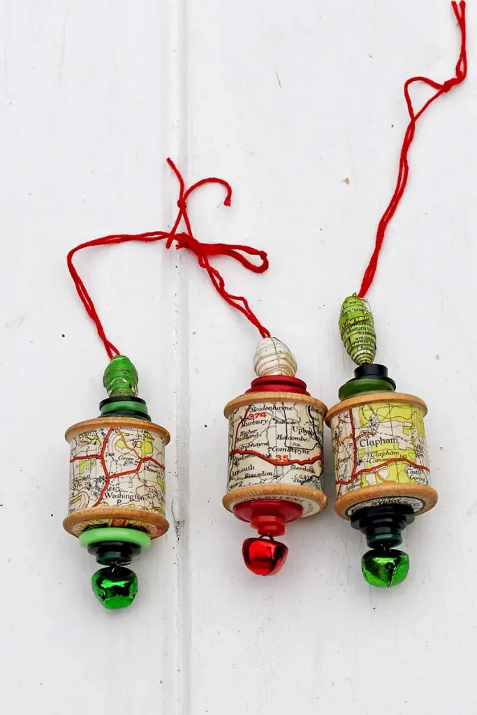 Map Cotton Reel Ornaments