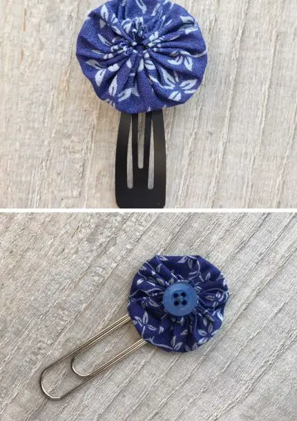 yoyo flowers on paperclips and hair slides