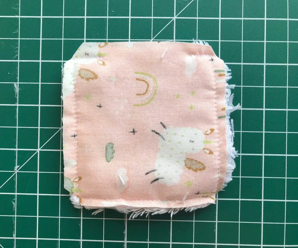 makeup remover pad sewn and clipped
