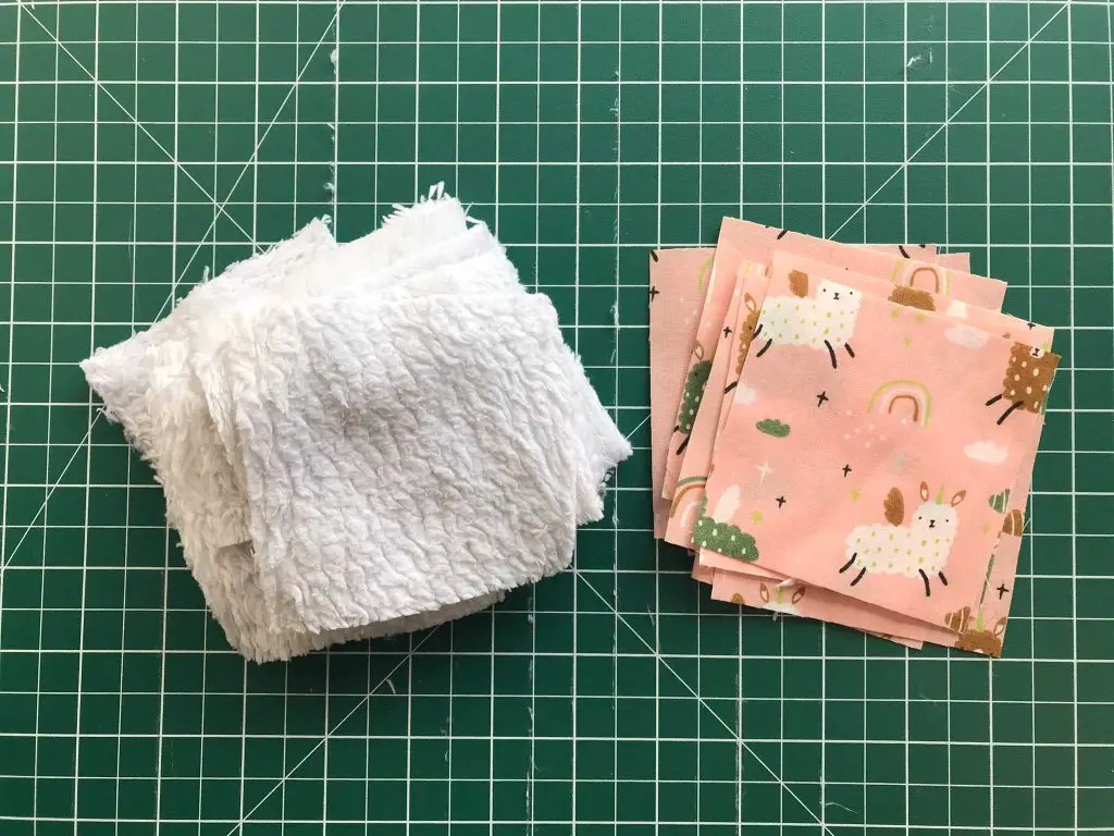 squares of fabric cut out