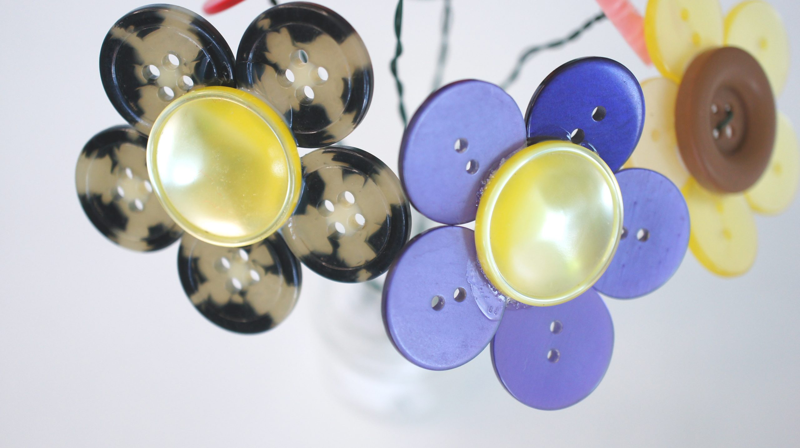button flowers in jar