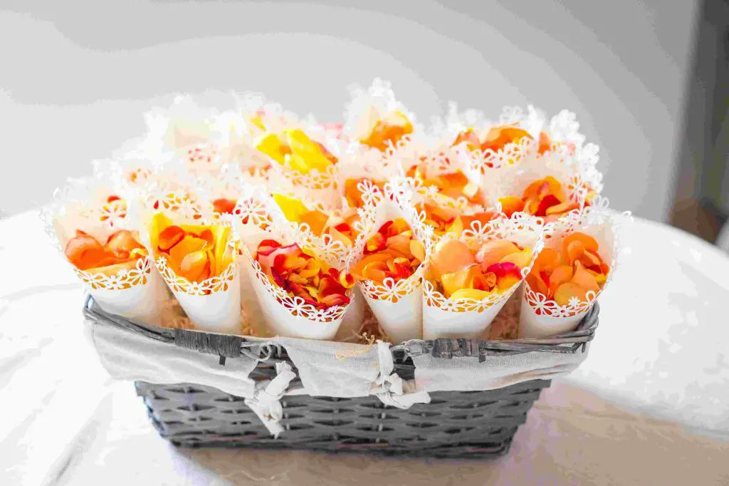 confetti cones in a basket