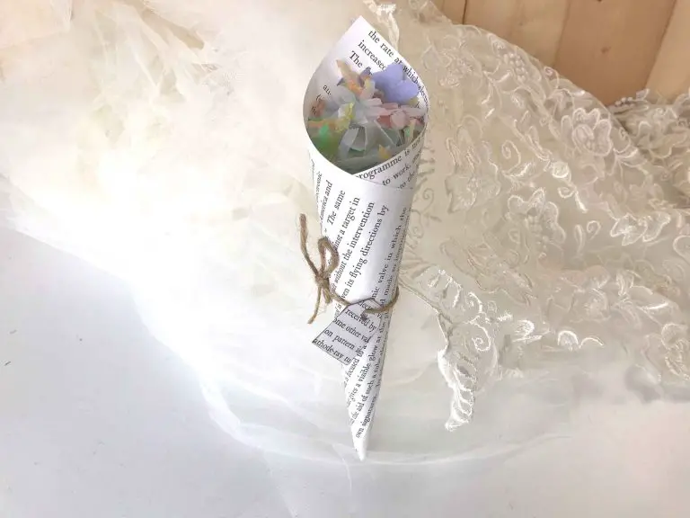 old book page confetti cone