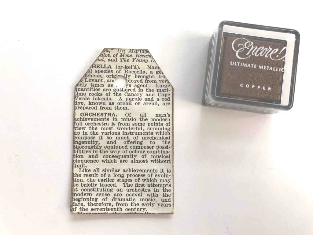 book page gift tag and ink pad
