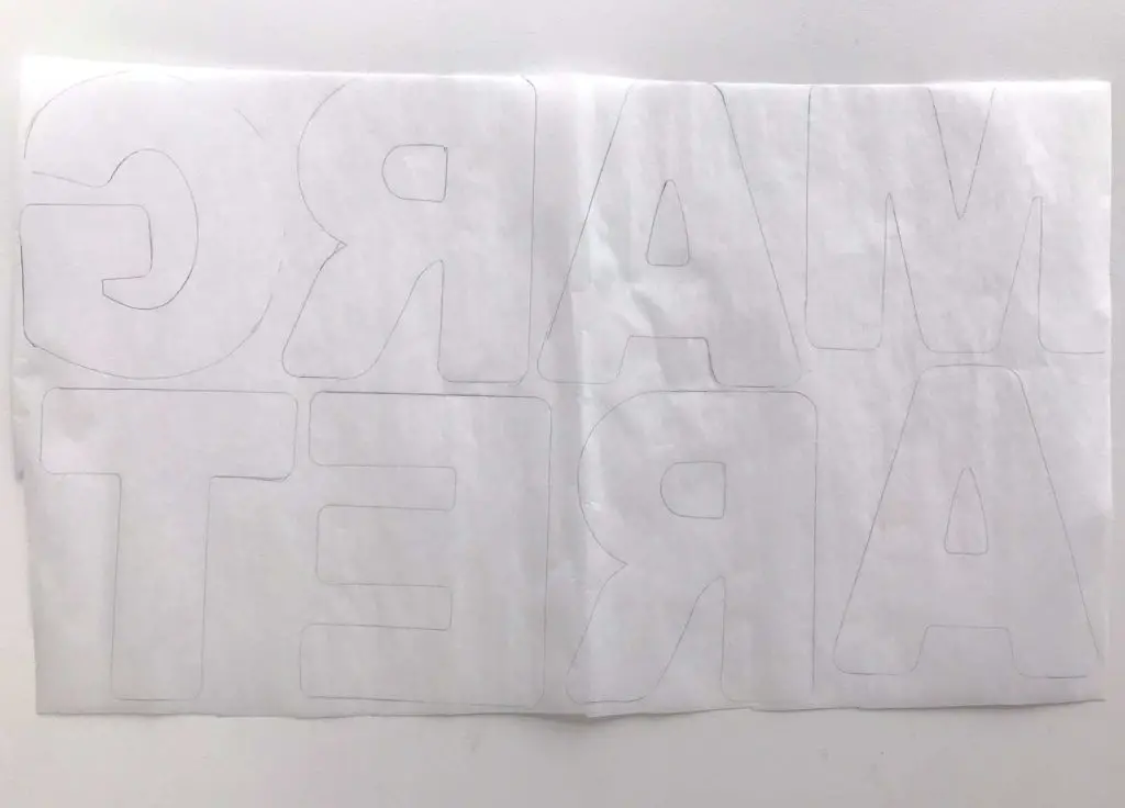 letters drawn on bondaweb