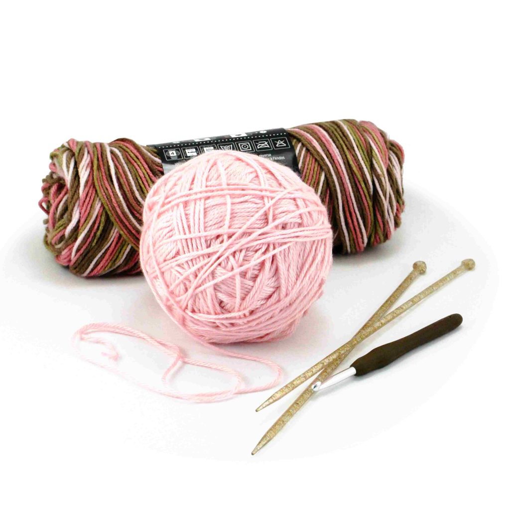 crochet hooks and yarn