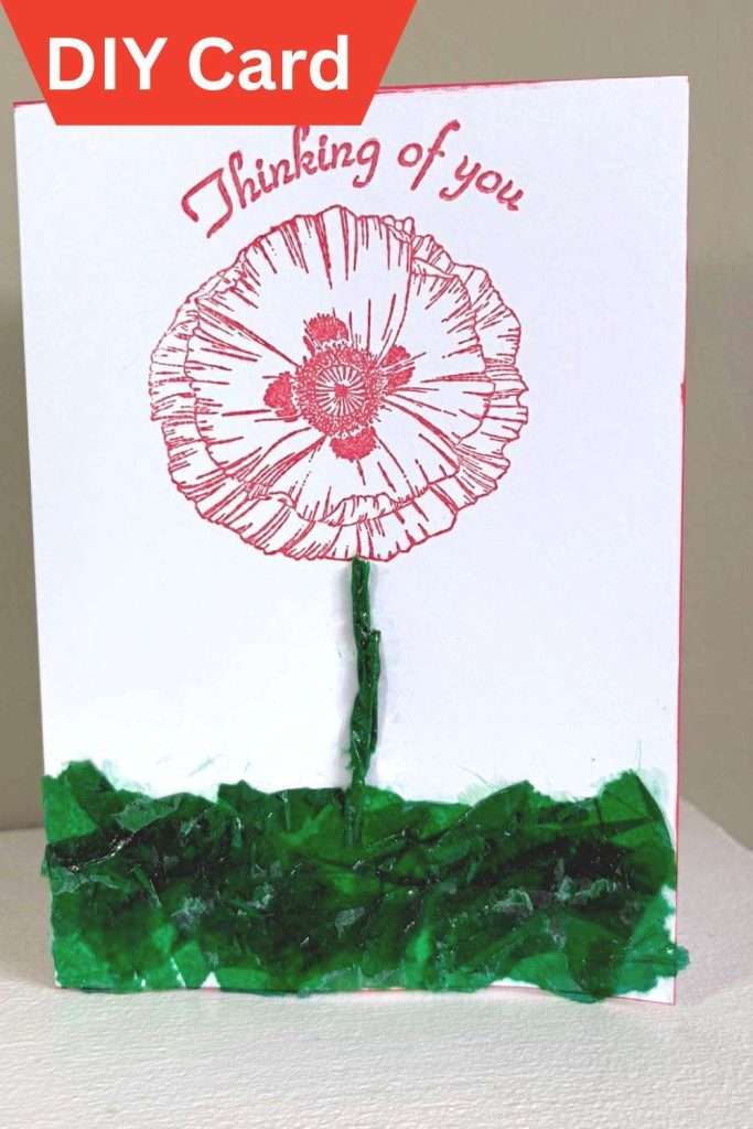 card 3 of series - a poppy and green section Pinterest pin