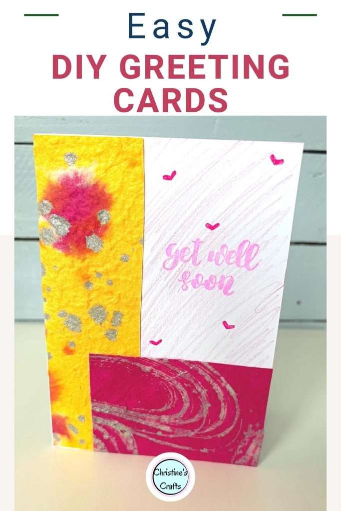 Easy bright scrap aper mixed media card in pink and yellow.