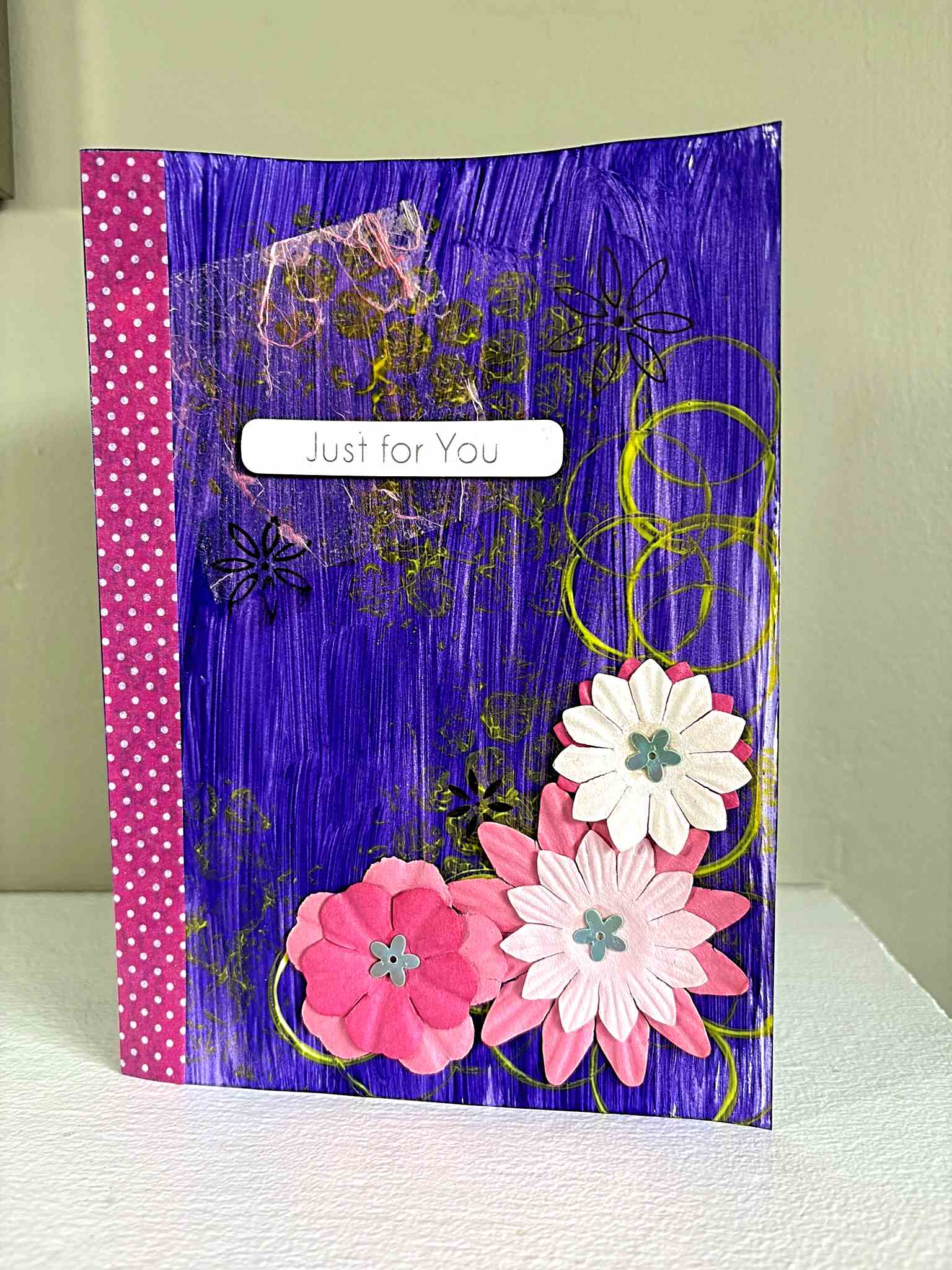 purple and gold mixed media card