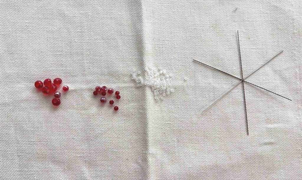 beads and wire frame for beaded snowflake
