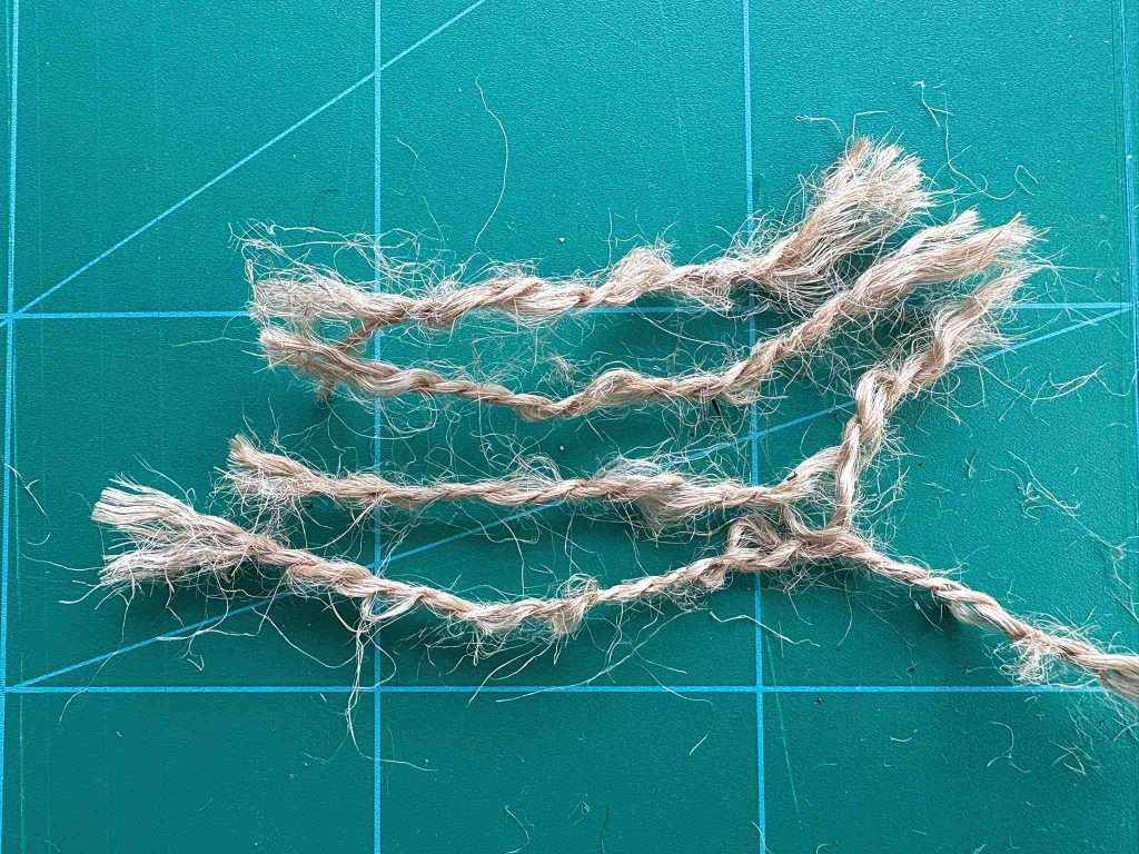 twine pulled to make fibrous