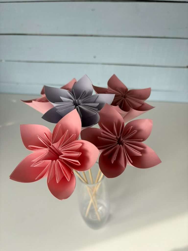 vase of Origami paper flowers