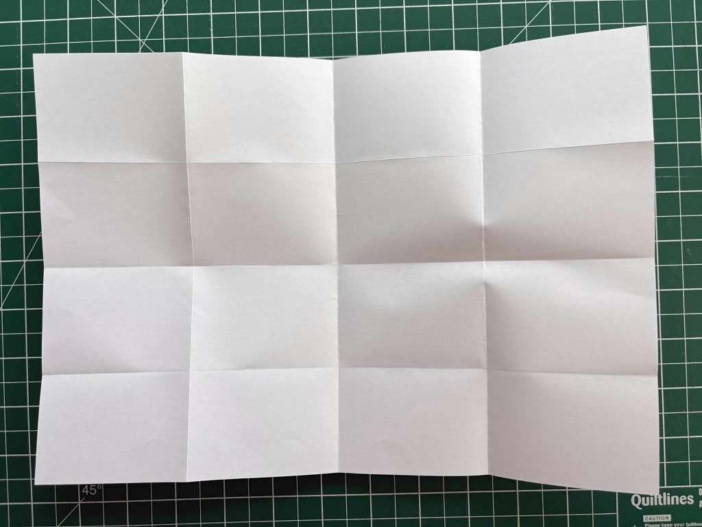 copier paper folded to form 16 rectangles