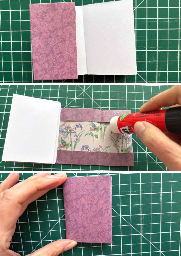 gluing cover to notebook pages