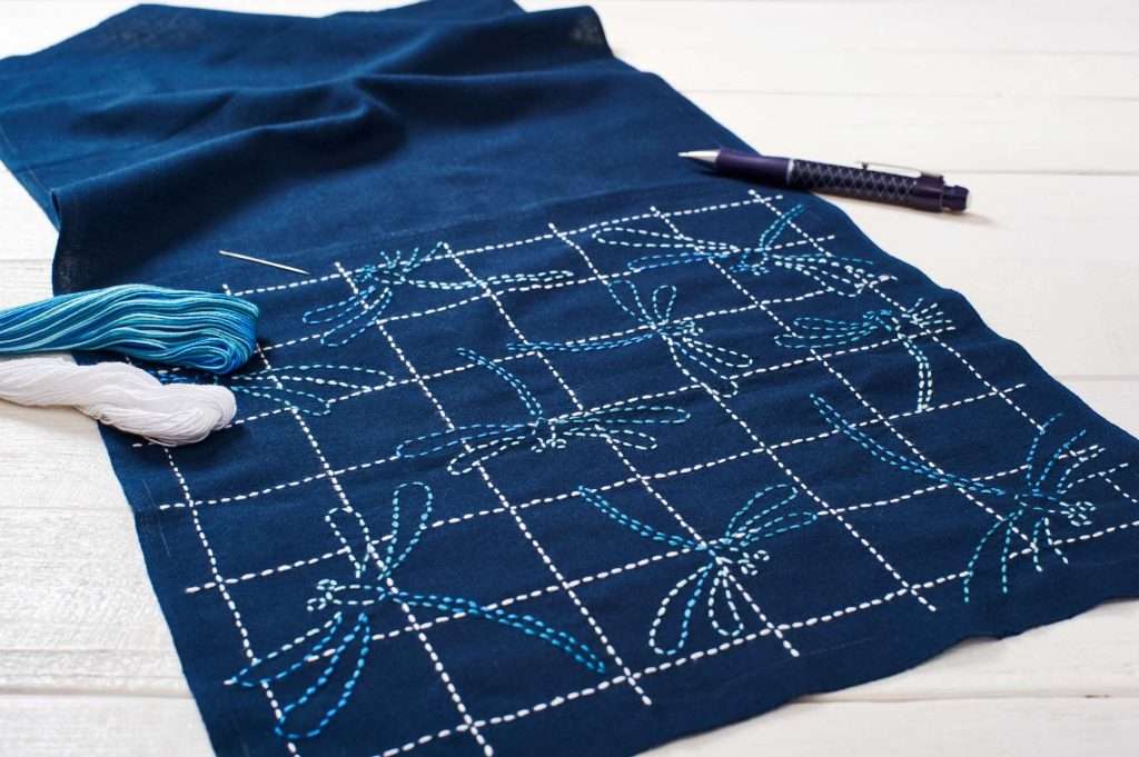 sashiko image showing running stitch in use