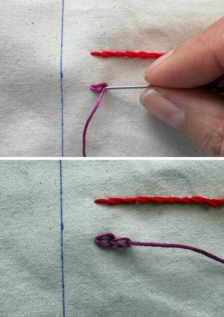forming second chain stitch