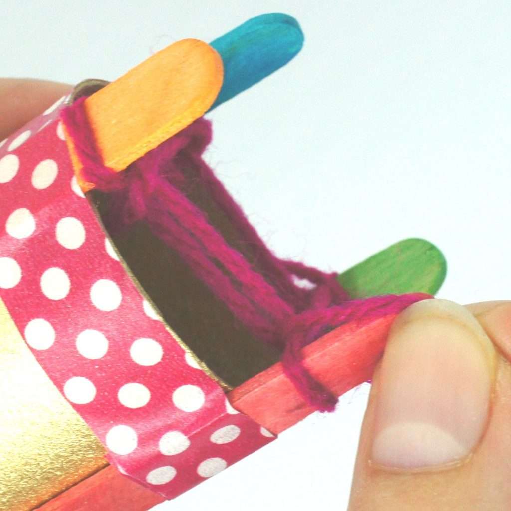 French knitting on a homemade device