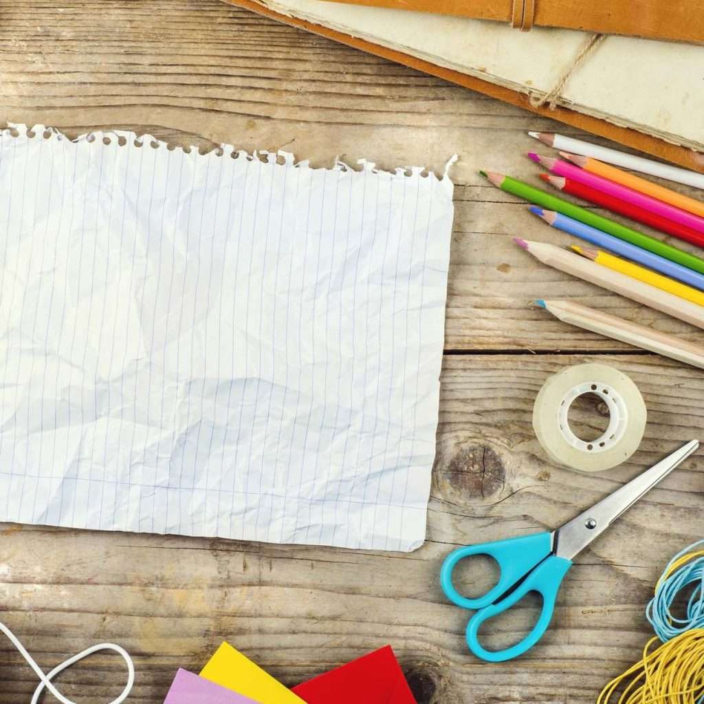 paper crafts header image square with paper and tools