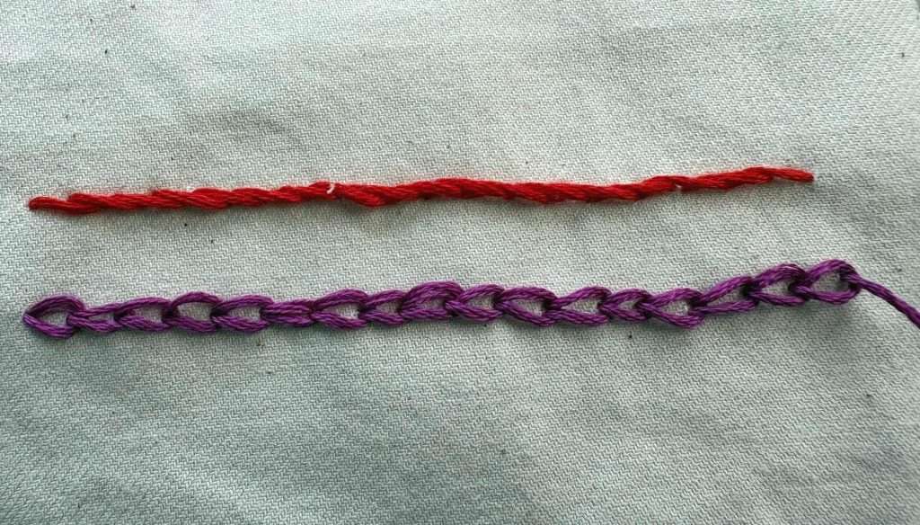 row of chain stitches