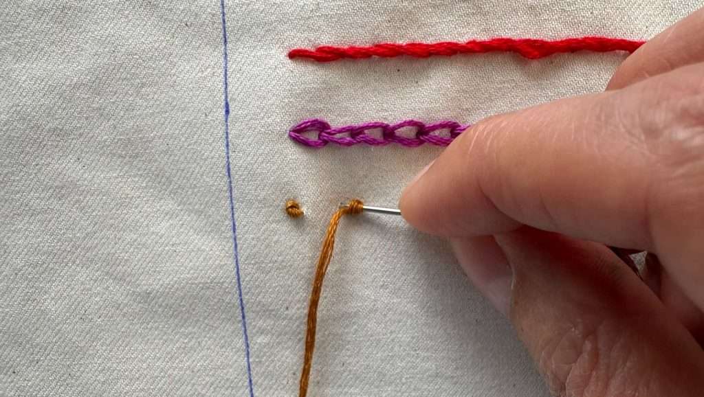 second french knot formed and making another