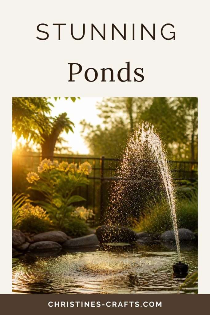 large fountain in a large pond in a garden