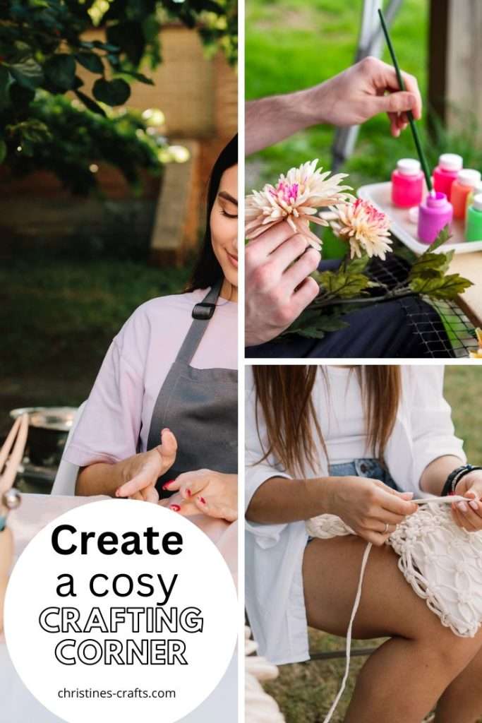 collage of people crafting outside - Pinterest pin
