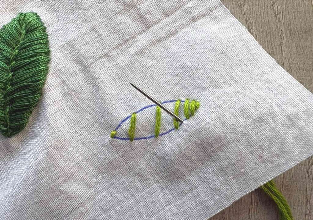 needle up through fabric