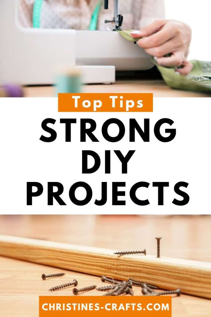 Pinterest pin showing sewing and screws in wood