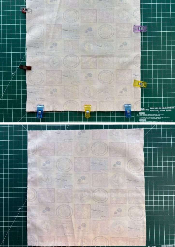 bag pieces pinned and sewn