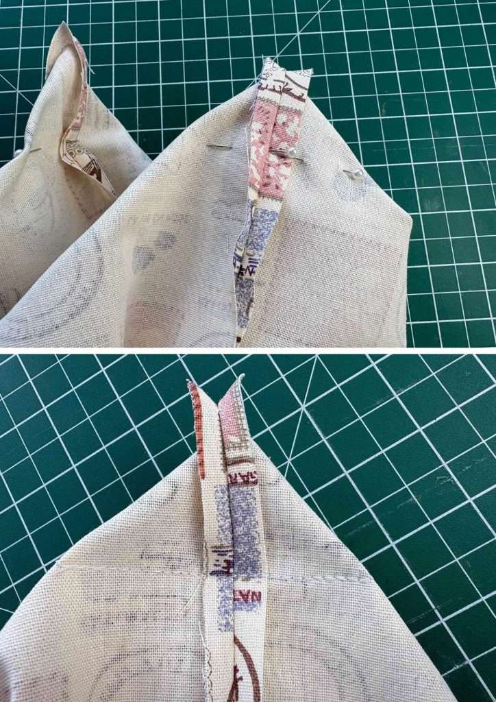 box bottoms pinned and sewn