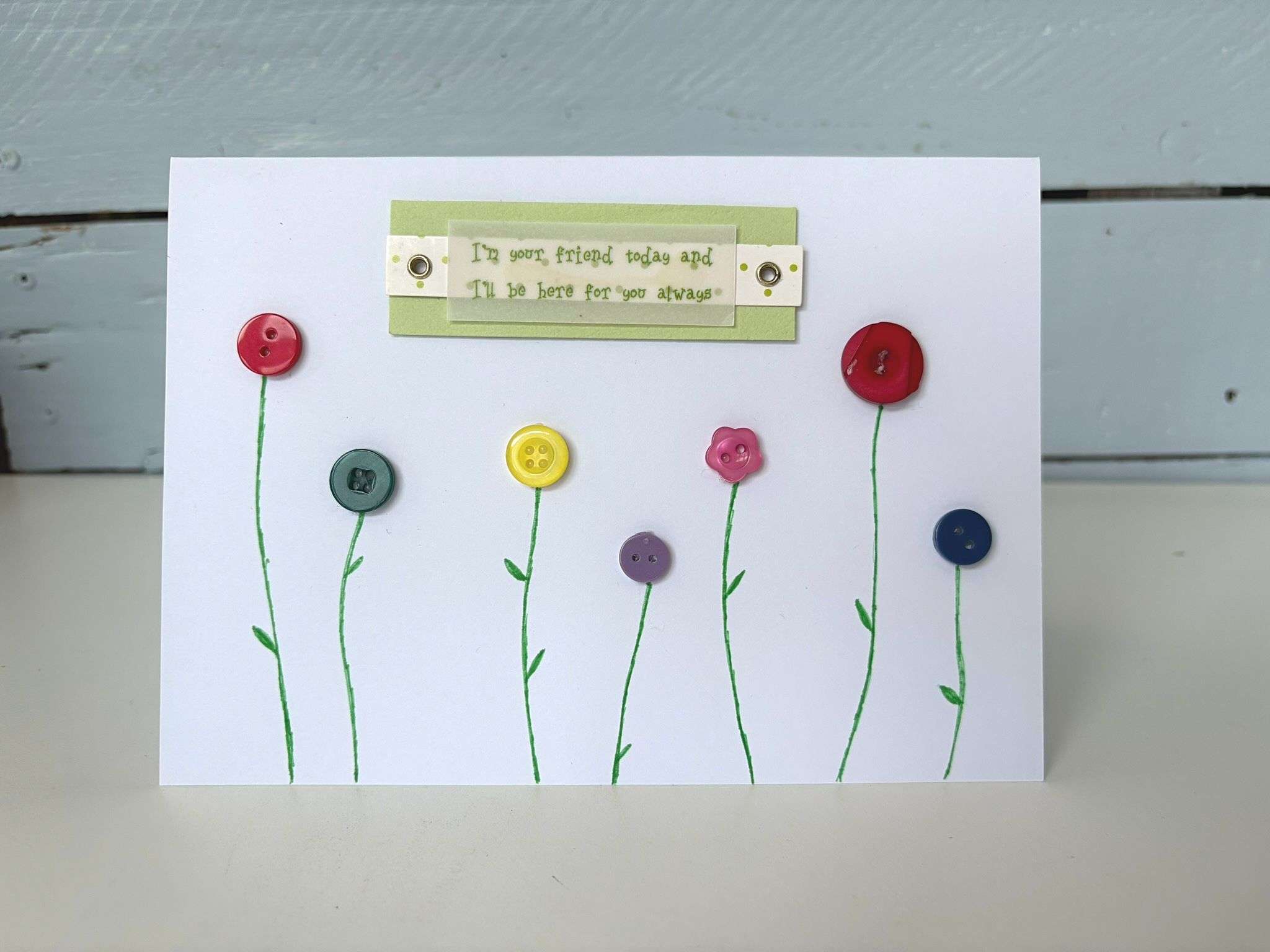 flower card made using buttons
