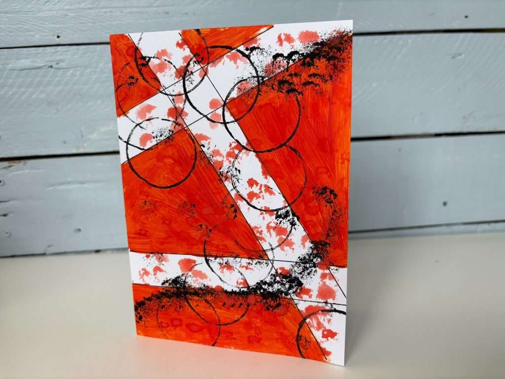 red geometric design greeting card
