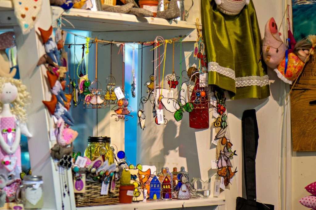 handmade items on a  stall